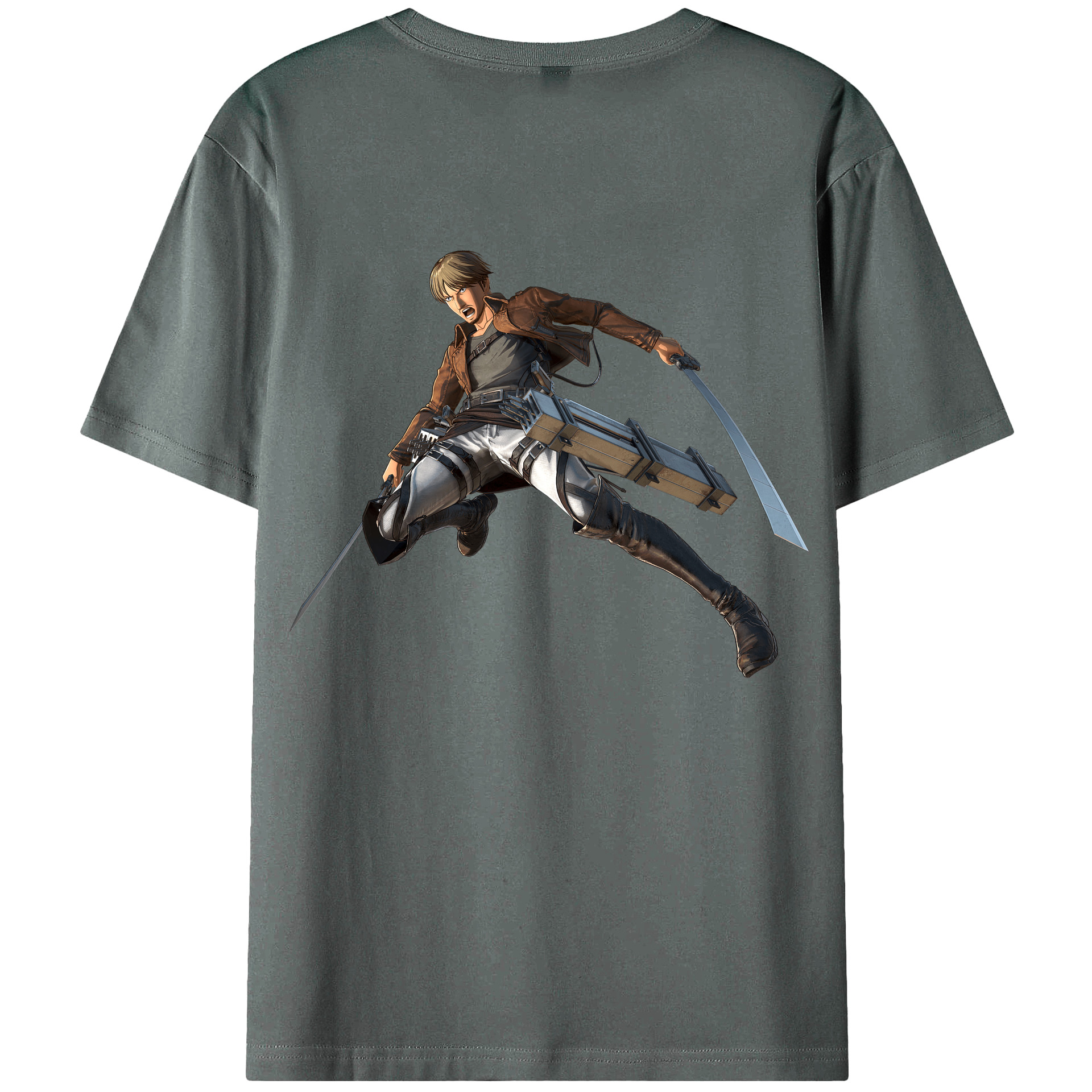 （画像用） 進撃の巨人 Attack on Titan 綿100％ メンズ半袖Tシャツ（バックプリント） 通気性